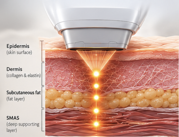 HIFU, HIFU lifting, Deep Lifting, Saggy Jowls Treatment, Double Chin , Skin Tightening , Jaweline Definition
